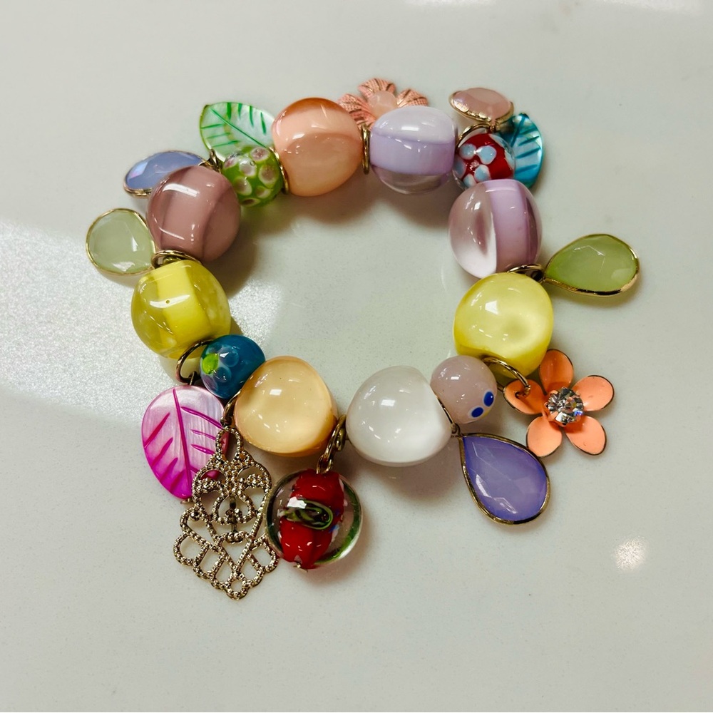 Colorful Beaded Charm Bracelet